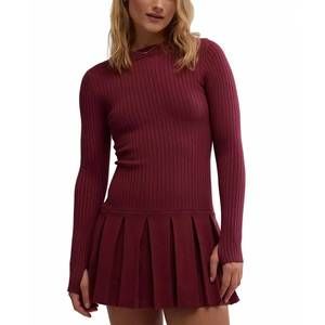 NEW FREE PEOPLE emmy mini dress in aged red